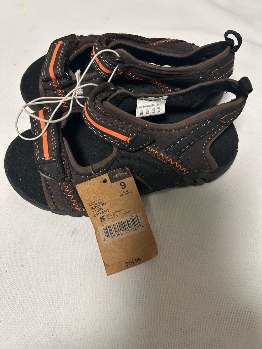 Route 66 Brown Sandals with Orange Trim - Kids Size 9